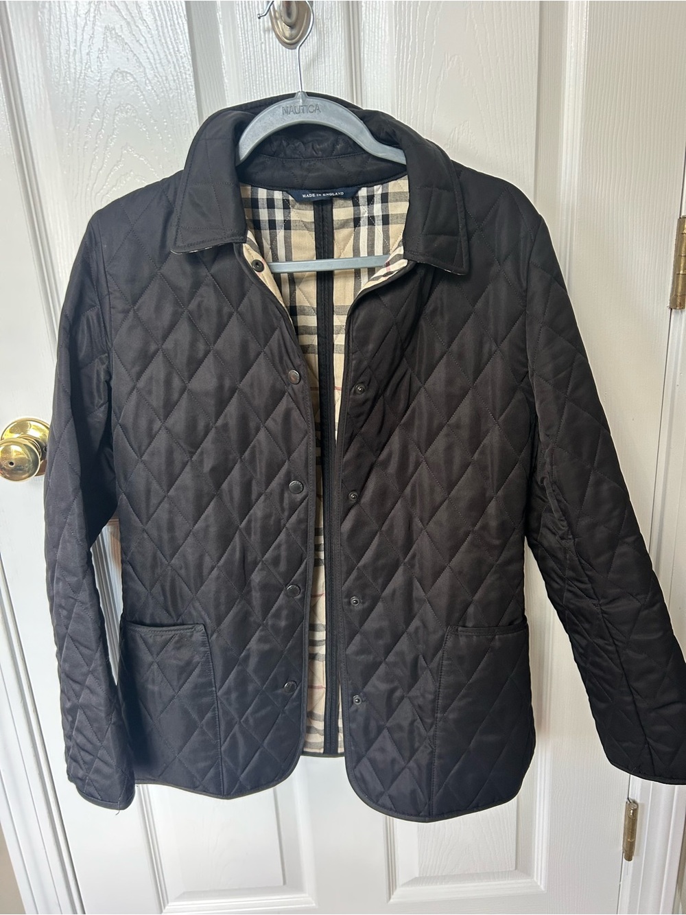 Burberry Quilted Jacket, Black with Classic Check Lining, Women’s XS